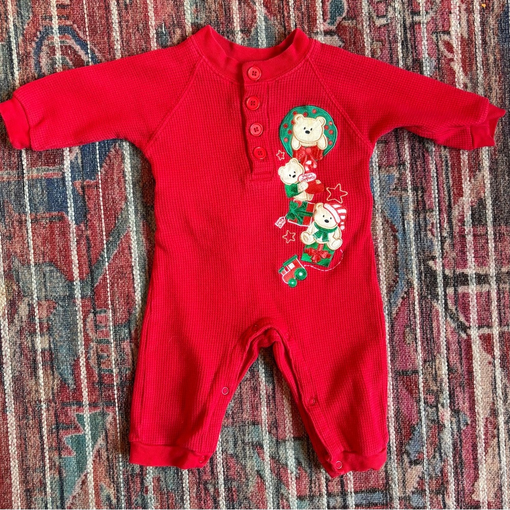 3-6m Teddy Bear Christmas Romper